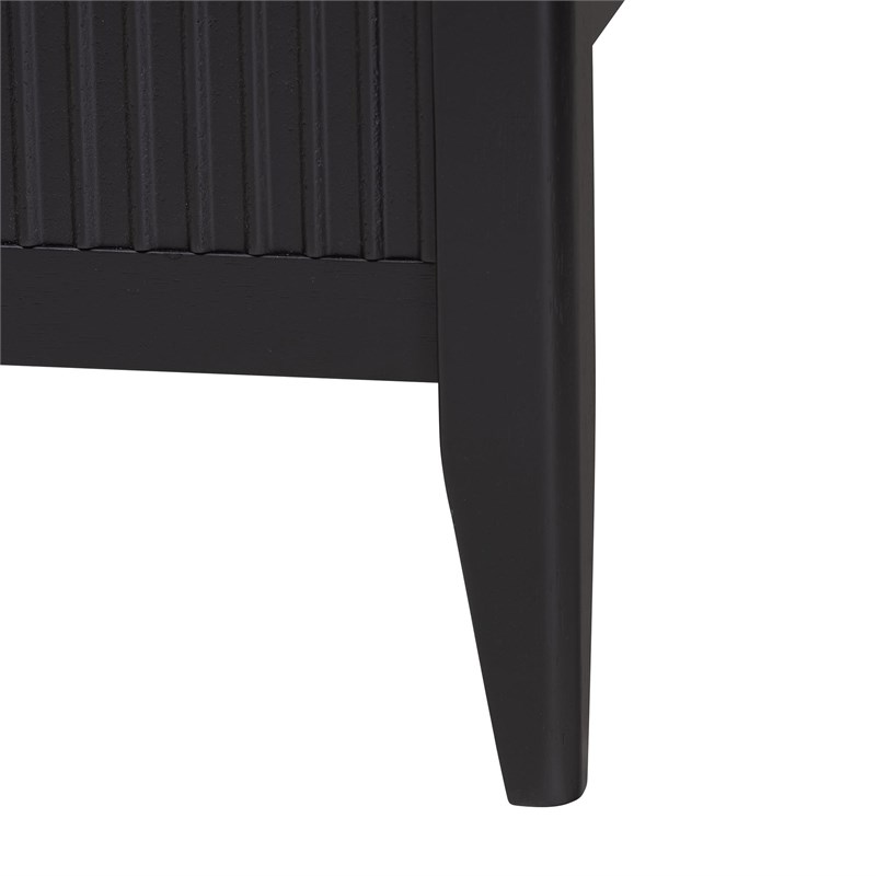Pemberly Row Black Mid-Century Fluted Queen Platform Bed