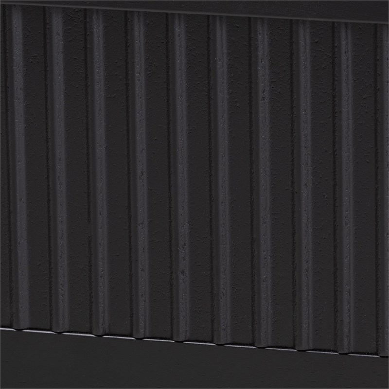 Pemberly Row Black Mid-Century Fluted Queen Platform Bed