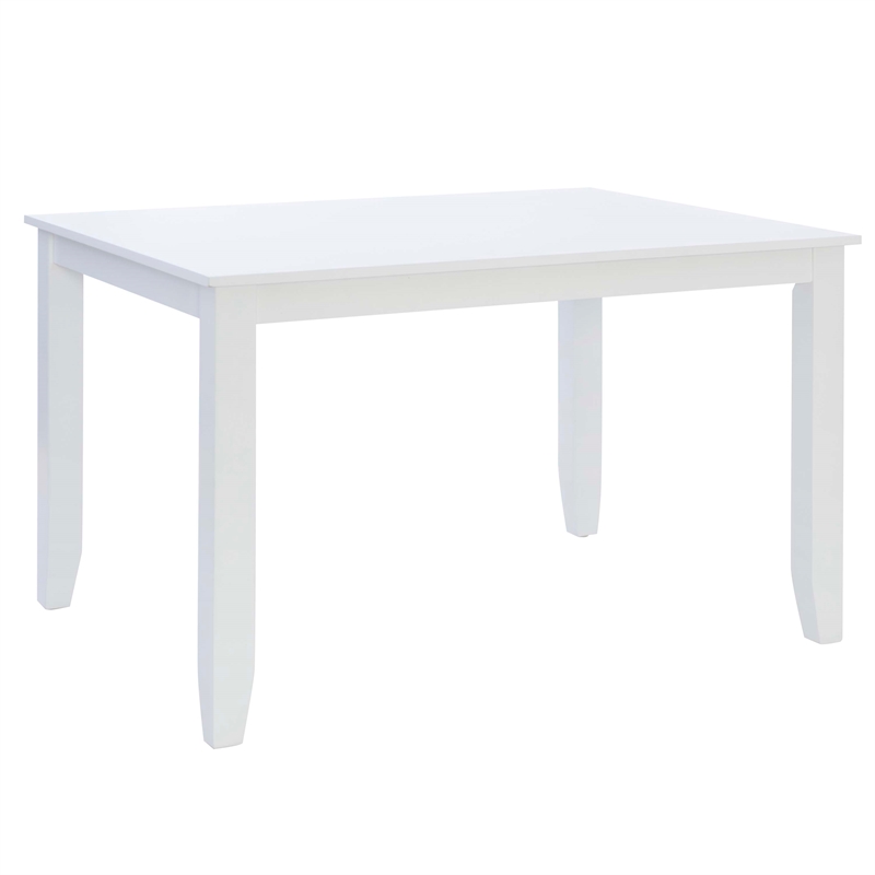 Pemberly Row 5-Piece Dining Set with White Table and Gray Chairs in Wood