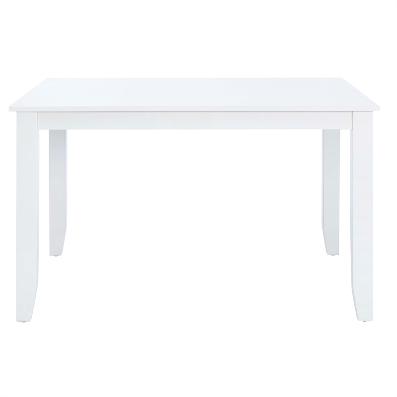 Pemberly Row 5-Piece Dining Set with White Table and Gray Chairs in Wood