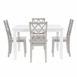 Pemberly Row 5-Piece Dining Set with White Table and Gray Chairs in Wood