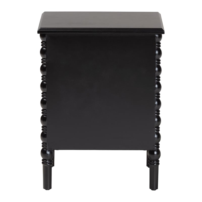 Pemberly Row Wood 2-Drawer End Table with Spindle Legs in Black