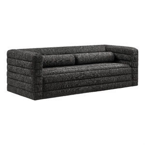 Pemberly Row Channel Tufted Boucle Sofa in Charcoal Upholstery with 3 Seats