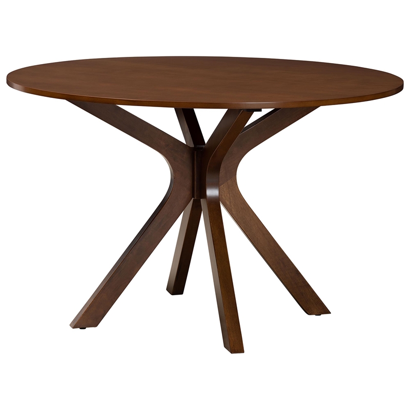 Pemberly Row 7-Piece Dining Set with Round Table in Grey and Walnut Wood