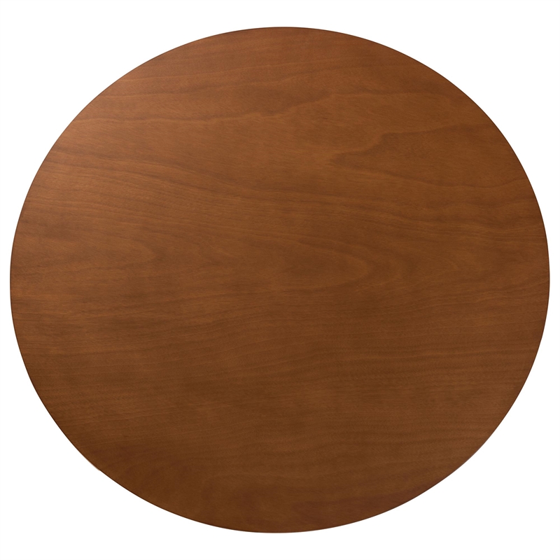 Pemberly Row 7-Piece Dining Set with Round Table in Grey and Walnut Wood