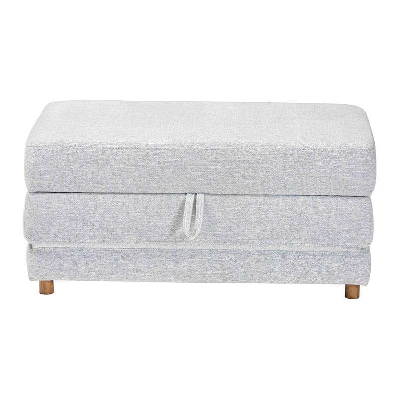 Pemberly Row Convertible Sleeper Ottoman in Light Grey Fabric