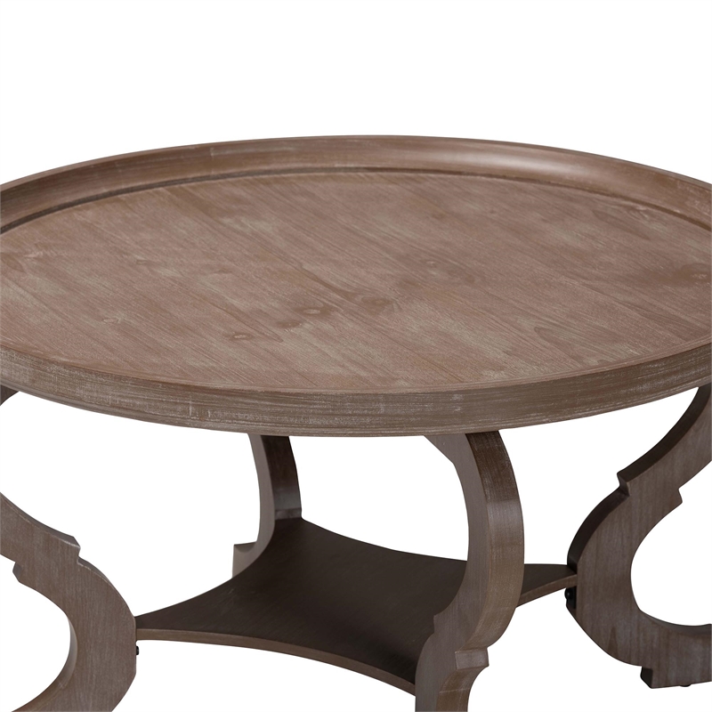 Pemberly Row French Country Coffee Table in Antique Brown Wood Finish