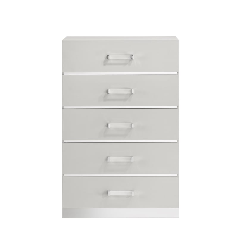 Pemberly Row 6-Piece King Bedroom Set in Glossy White with Storage Features