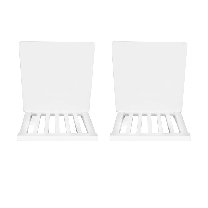 Pemberly Row Slat Back Rubberwood Chairs Set of 2 in White Lacquer