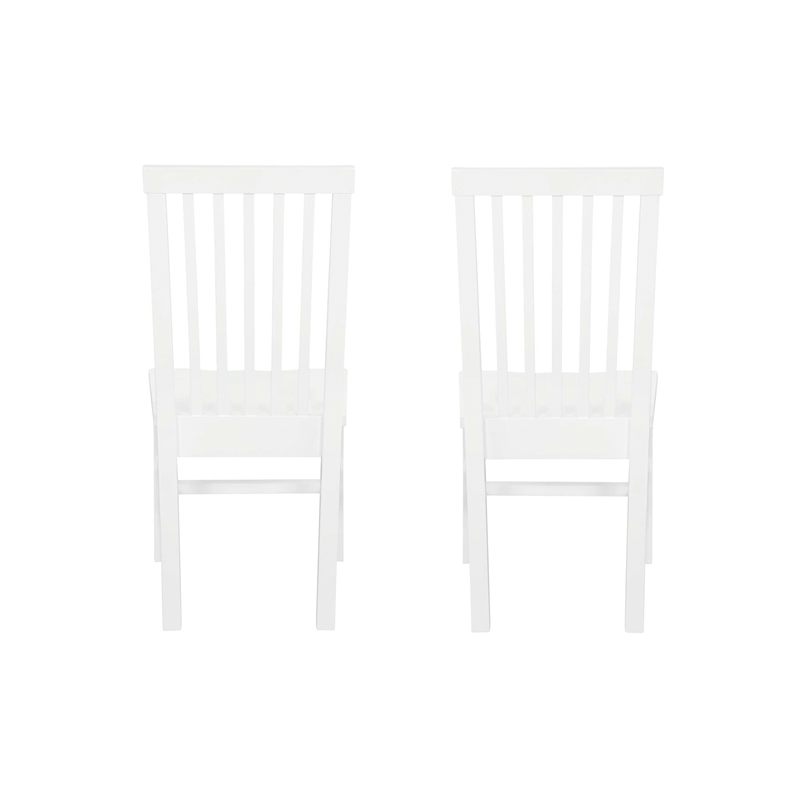 Pemberly Row Slat Back Rubberwood Chairs Set of 2 in White Lacquer