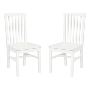 Pemberly Row Slat Back Rubberwood Chairs Set of 2 in White Lacquer