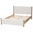 Pemberly Row Modern Cream Boucle & Oak Queen Platform Bed