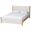 Pemberly Row Modern Cream Boucle & Oak Queen Platform Bed