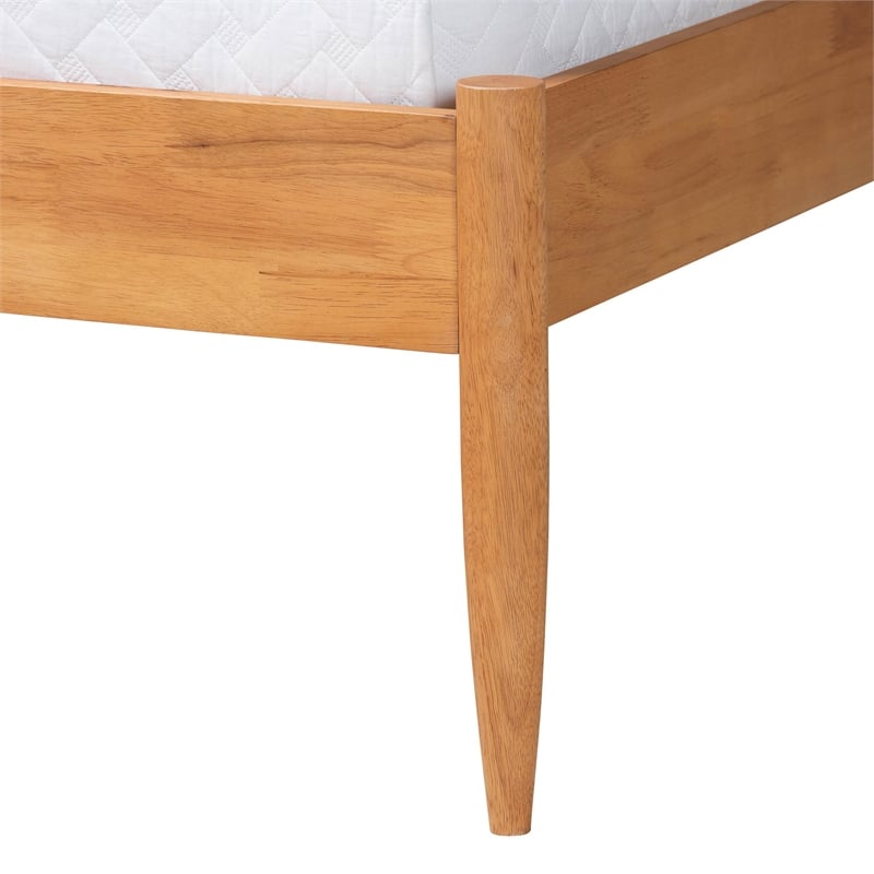 Pemberly Row Dawson Japandi Queen Platform Bed in Cream Teddy Fabric and Wood