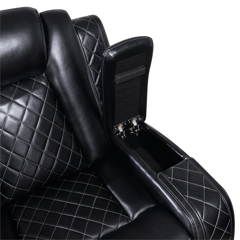 Pemberly Row 2-Piece Reclining Sofa & Console Loveseat in Black Faux Leather