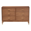 Pemberly Row Mid-Century 6-Drawer Wood Dresser in Ash Walnut