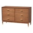 Pemberly Row Mid-Century 6-Drawer Wood Dresser in Ash Walnut