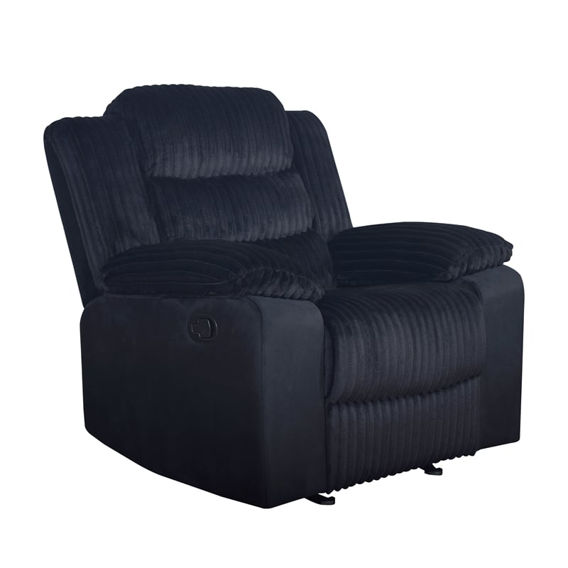 Pemberly Row 3-Piece Reclining Living Room Set with Fabric in Black