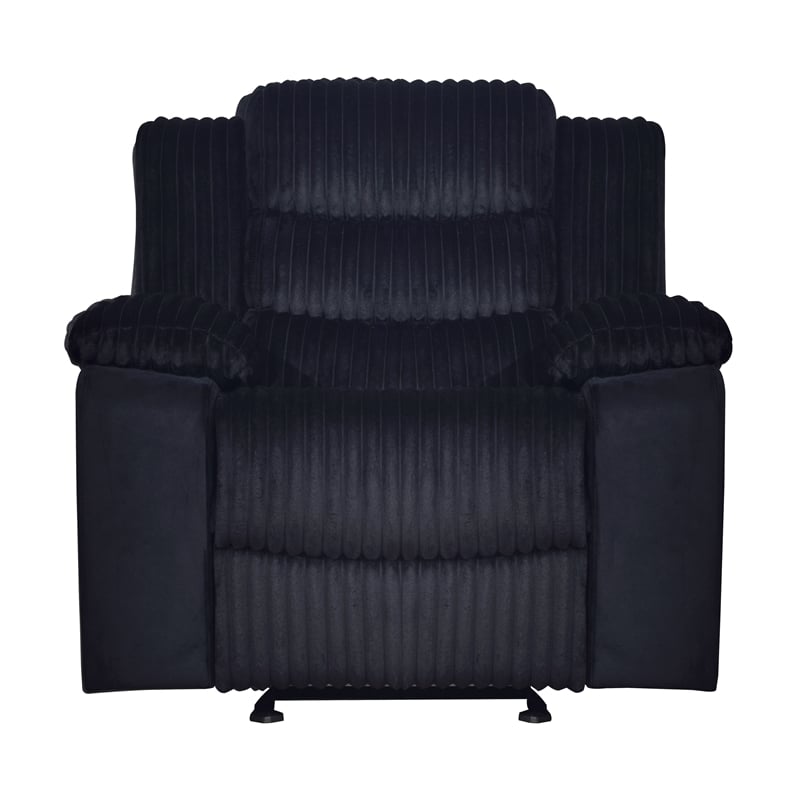 Pemberly Row 3-Piece Reclining Living Room Set with Fabric in Black