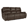 Pemberly Row Fabric Upholstered Power Reclining Sofa with USB in Brown