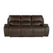 Pemberly Row Fabric Upholstered Power Reclining Sofa with USB in Brown