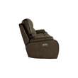 Pemberly Row Fabric Upholstered Power Reclining Sofa with USB in Brown