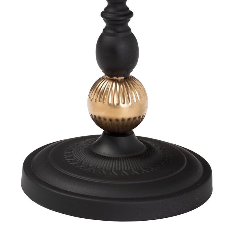 Pemberly Row Javion Round Black Metal Accent Table with Gold Details