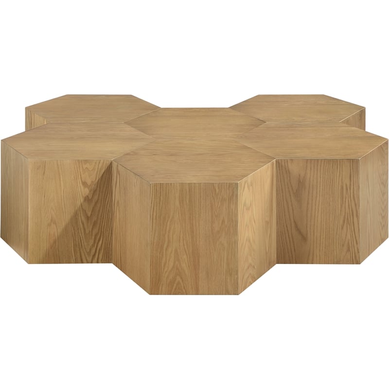 Pemberly Row Modular Oak Coffee Table in Natural Finish