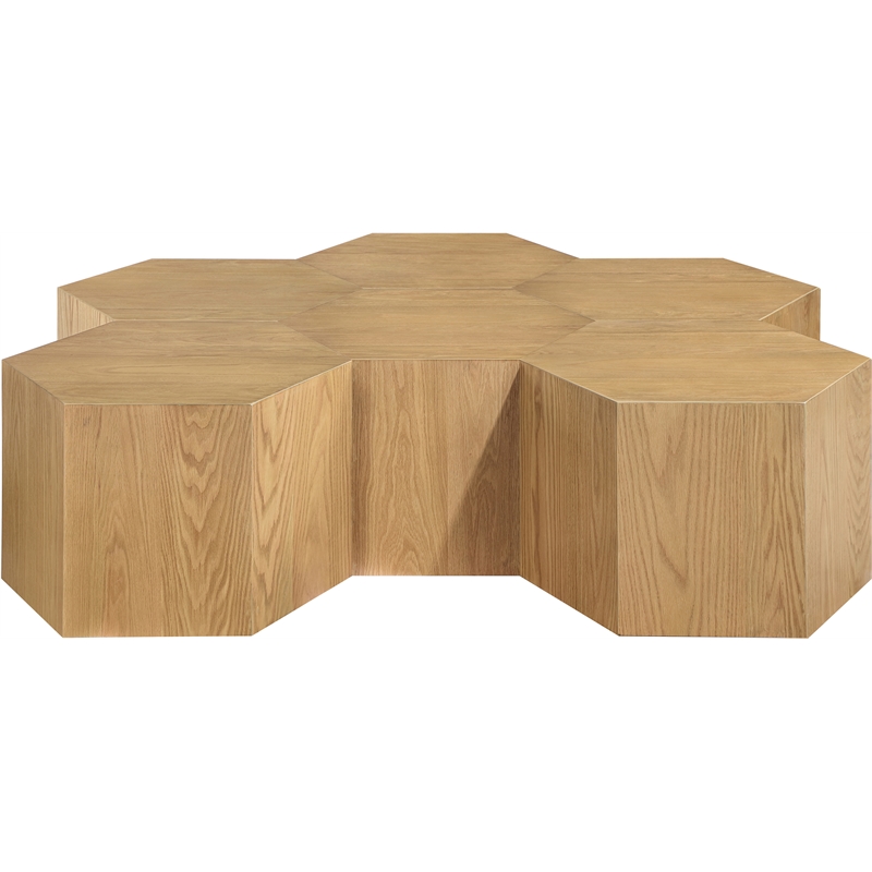 Pemberly Row Modular Oak Coffee Table in Natural Finish