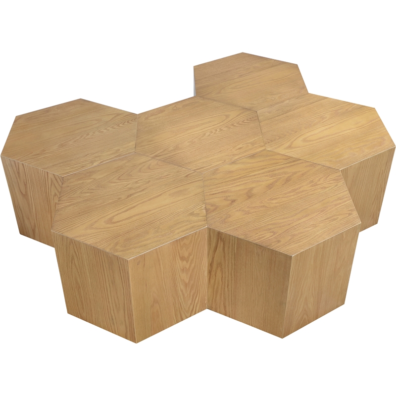 Pemberly Row Modular Oak Coffee Table in Natural Finish