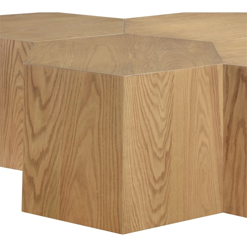 Pemberly Row Modular Oak Coffee Table in Natural Finish