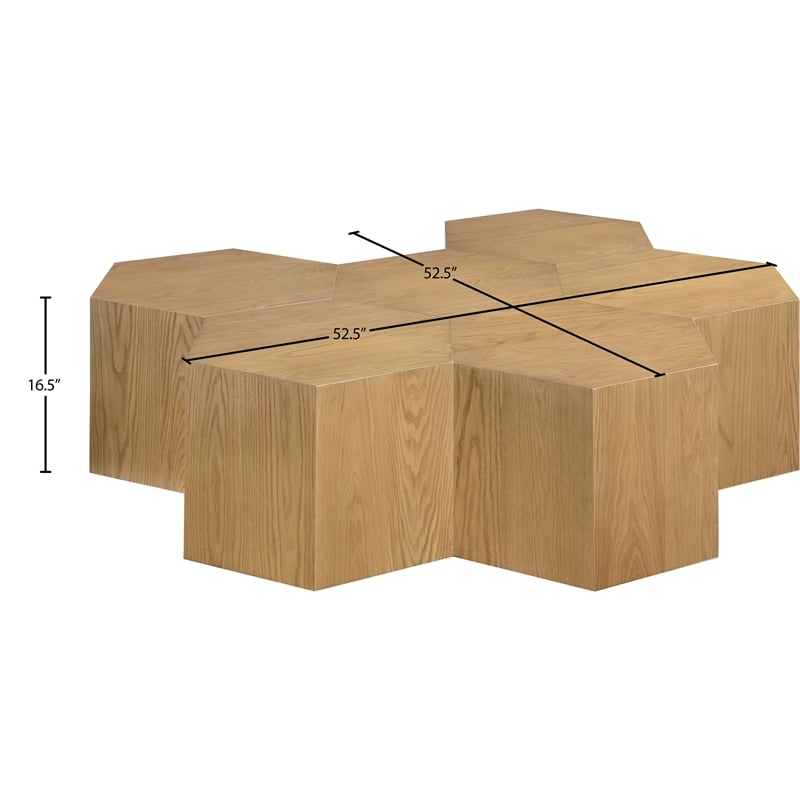 Pemberly Row Modular Oak Coffee Table in Natural Finish