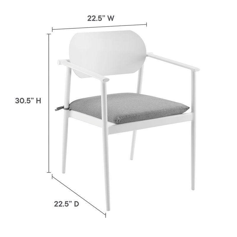 Pemberly Row 7-Piece Aluminum Patio Dining Set in White and Light Gray