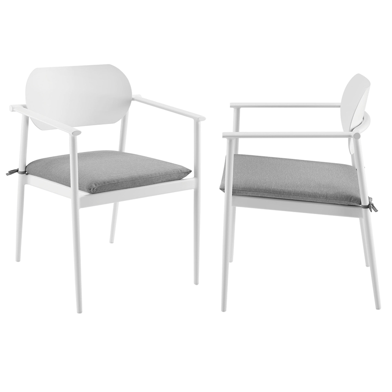 Pemberly Row 7-Piece Aluminum Patio Dining Set in White and Light Gray