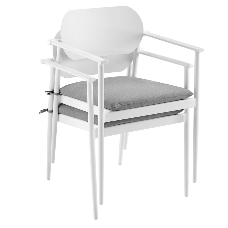 Pemberly Row 7-Piece Aluminum Patio Dining Set in White and Light Gray