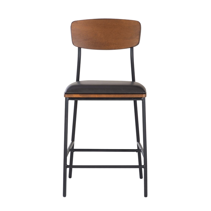 Pemberly Row Counter Stool Espresso Faux Leather Steel Frame 25