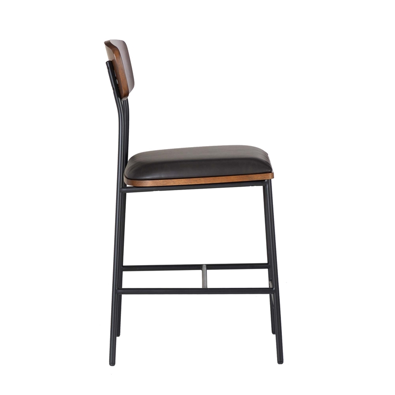 Pemberly Row Counter Stool Espresso Faux Leather Steel Frame 25