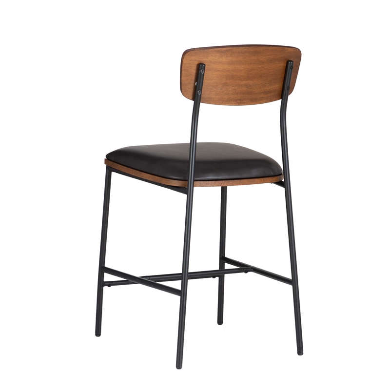 Pemberly Row Counter Stool Espresso Faux Leather Steel Frame 25