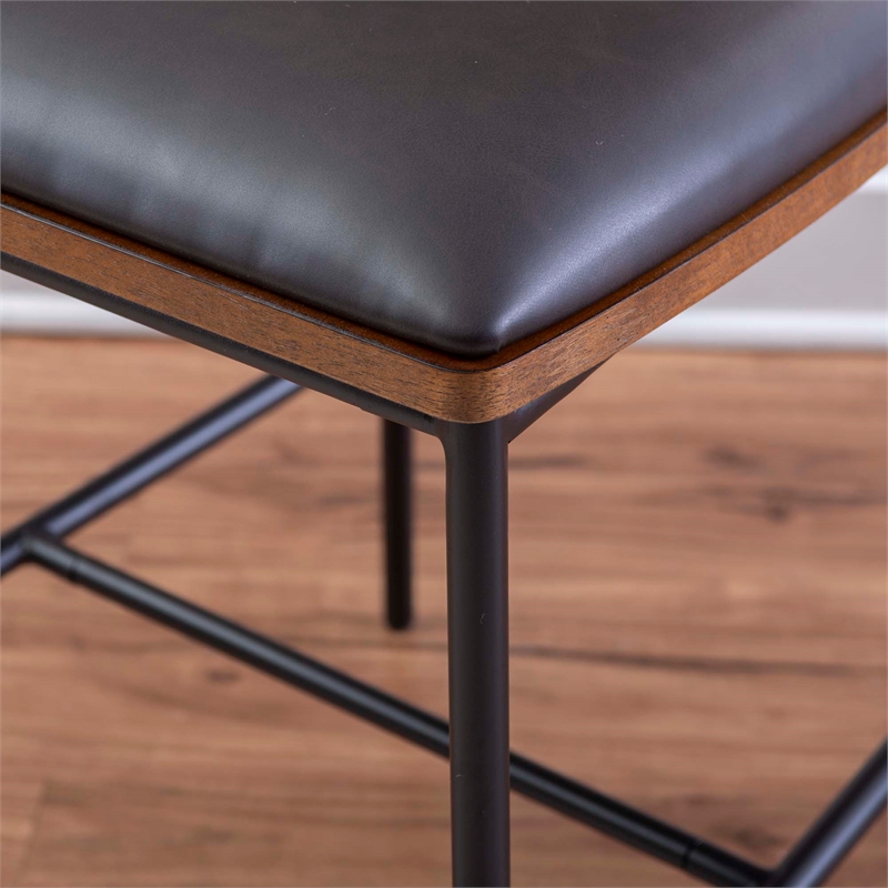 Pemberly Row Counter Stool Espresso Faux Leather Steel Frame 25