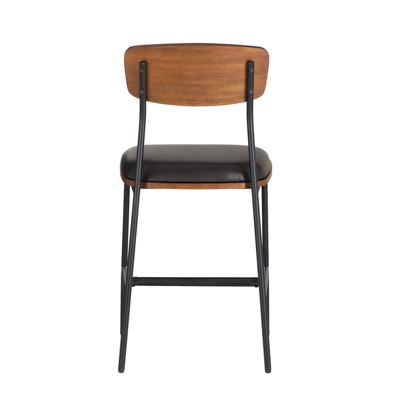 Pemberly Row Counter Stool Espresso Faux Leather Steel Frame 25