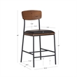 Pemberly Row Counter Stool Espresso Faux Leather Steel Frame 25