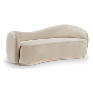 Pemberly Row 92.5&quot Velvet Upholstered Sofa in Cream with Rubberwood Legs