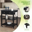 Pemberly Row Kitchen Cart with Faux Marble Top in Black Finish