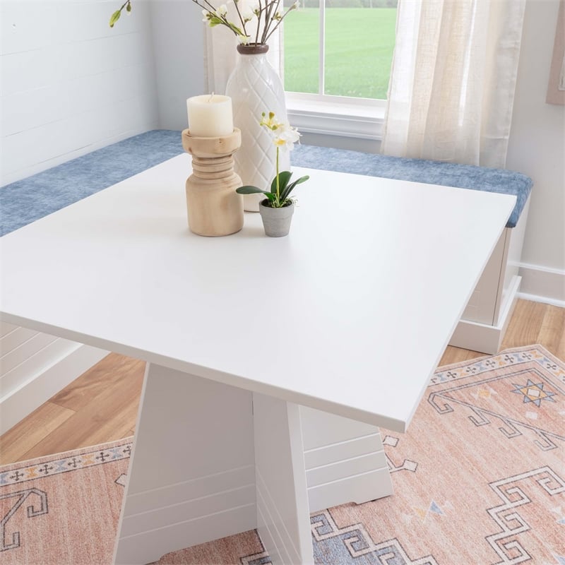 Pemberly Row 3-Piece Storage Nook Set with Bench and Table in White