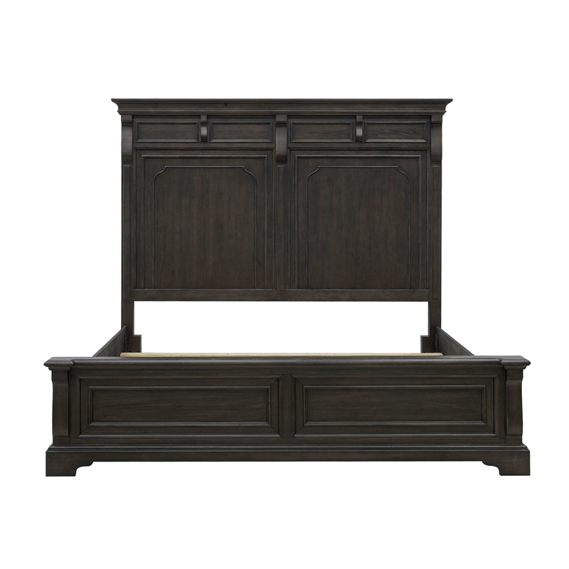 Pemberly Row Hickory Creek King Panel Bed Velvet Brown Finish