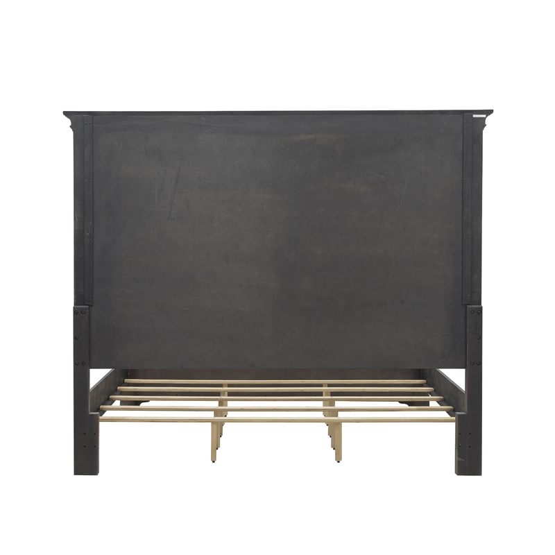 Pemberly Row Hickory Creek King Panel Bed Velvet Brown Finish