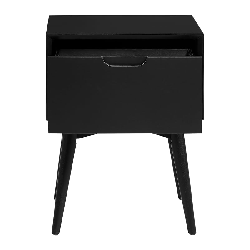 Pemberly Row Accent Table with Drawer in Engineered Wood Black Finish