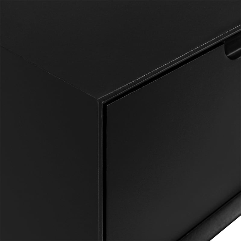 Pemberly Row Accent Table with Drawer in Engineered Wood Black Finish