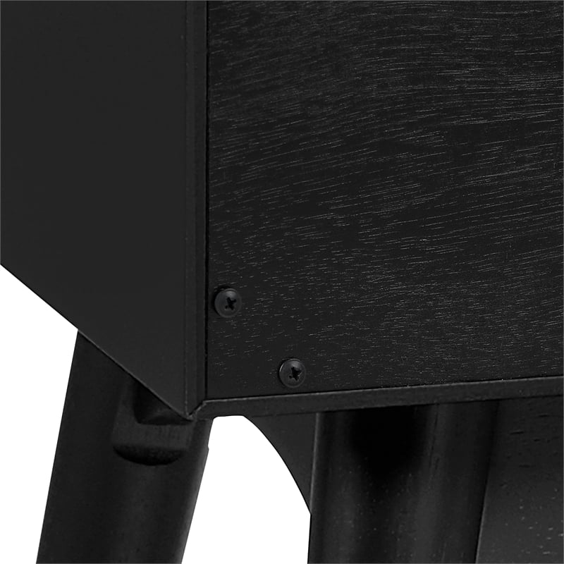Pemberly Row Accent Table with Drawer in Engineered Wood Black Finish