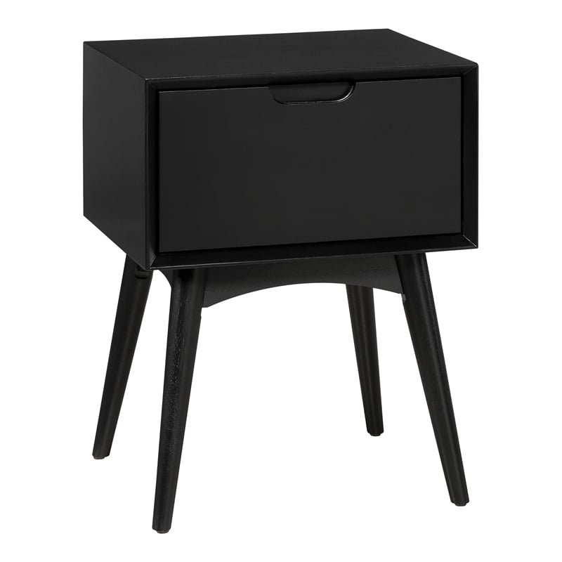 Pemberly Row Accent Table with Drawer in Engineered Wood Black Finish